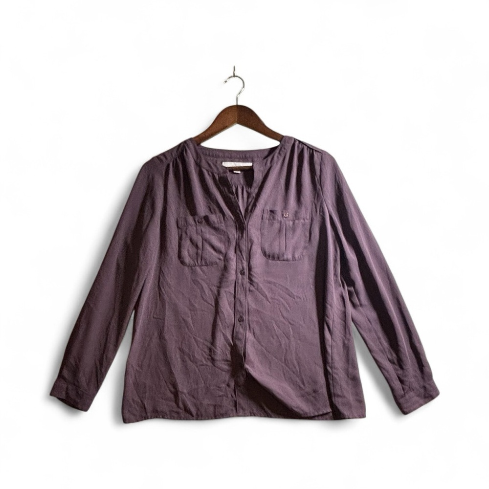 LOFT Women’s Brown Long Sleeve Button-Up Blouse